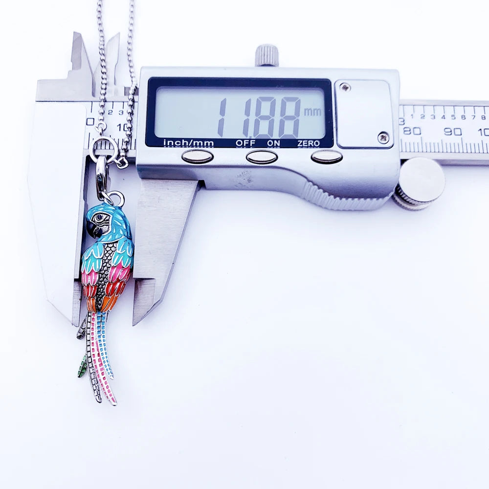 Parrot Charm Necklace Link Chain 925 Sterling Silver Fashion Jewellery Gift