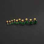 2PC Luxury Green Zircon 4 Claw Stud Earrings Body Piercing Jewelry