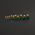 2PC Luxury Green Zircon 4 Claw Stud Earrings Body Piercing Jewelry