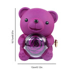 Cute Bear Eternal Rose Teddy Jewellery Box Rotating Valentine's Day Gift Ship from UK