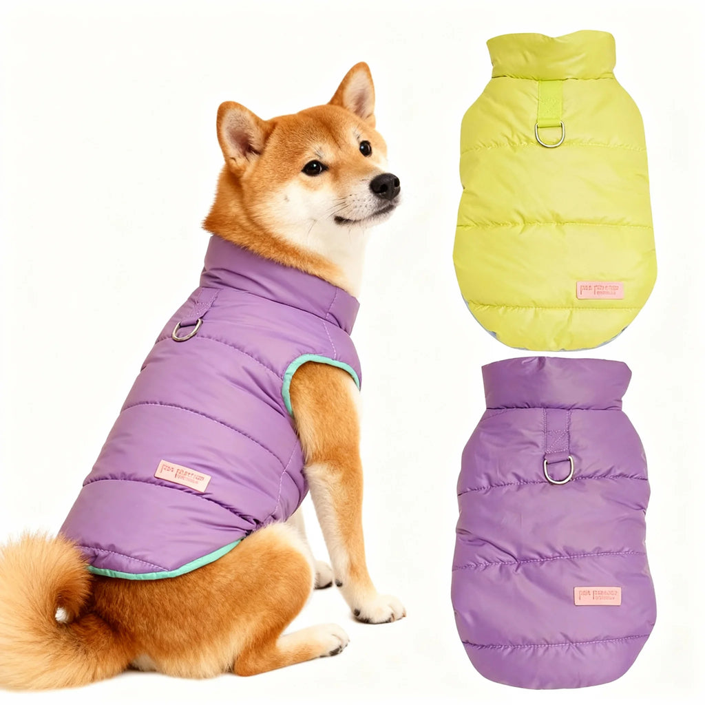 Double Sided Dog Winter Vest Windproof Warm Pet Jacket Puppy Kitten Apparel