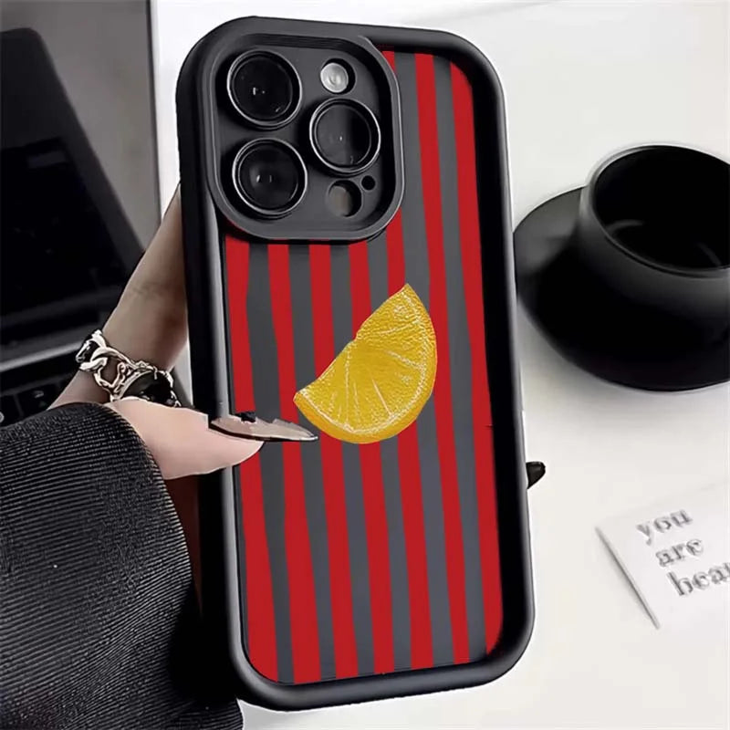 Lemon Cool Stripe Case for iPhone 17 16 15 14 13 12 11 Pro Max XS XR 7 8 Plus