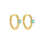 Fashion Crystal Zirconia Small Hoop Earring Geometric Circle Green
