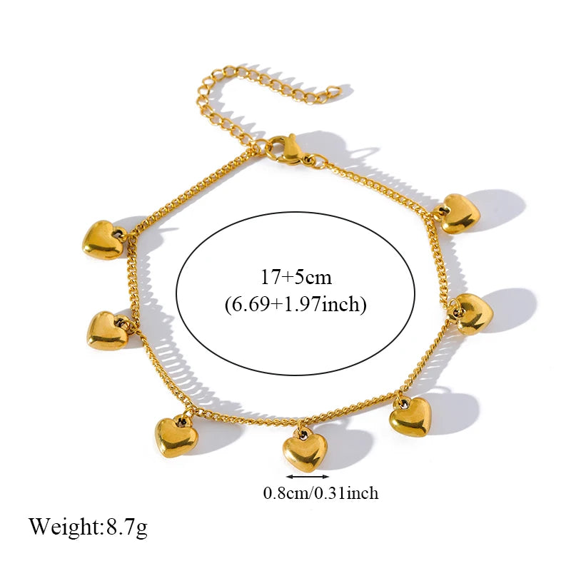 Flower Butterfly Heart Stainless Steel Charm Bracelet Gold Colour