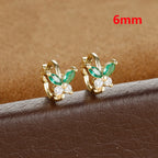 Stainless Steel Zircon Butterfly Minimal Hoop Earrings Gold Huggie