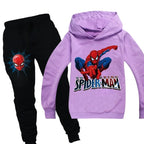 Kids Spiderman Print Hoodie & Pants Suit Boys Girls Casual Clothing Set