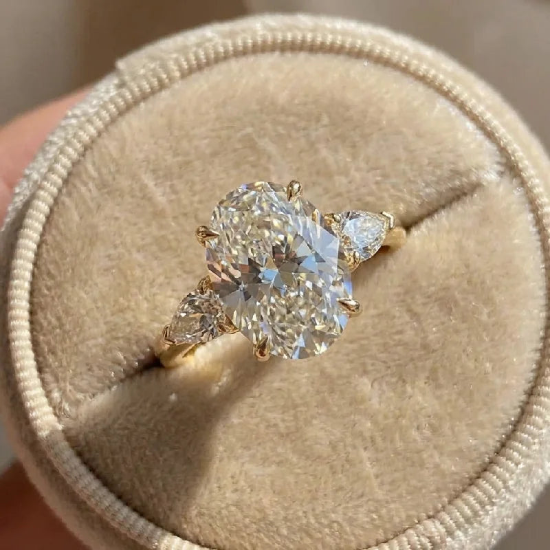 925 Sterling Silver Zirconia Gorgeous Shiny Oval Stone Ring Engagement Wedding Luxury Fine Jewellery