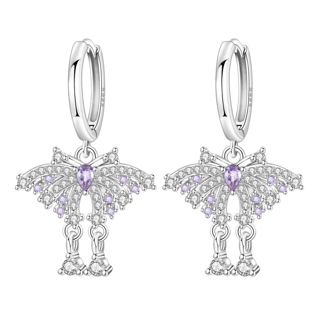 925 Sterling Silver Blue Iris Flower Drop Earrings Anniversary Jewellery Gift