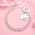 925 Sterling Silver 8-inch Double Layer Heart Bracelet Women Jewellery Gift