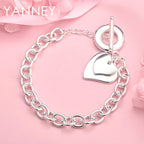 925 Sterling Silver 8-inch Double Layer Heart Bracelet Women Jewellery Gift