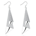925 Sterling Silver 79mm Frosted Long Earrings Women Fashion Wedding Jewellery