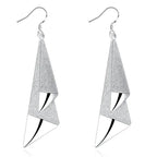 925 Sterling Silver 79mm Frosted Long Earrings Women Fashion Wedding Jewellery