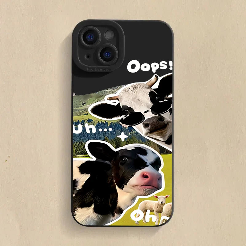 Korean Cute Sunglasses Cow Case for Redmi Note 13 12 11 Pro Plus