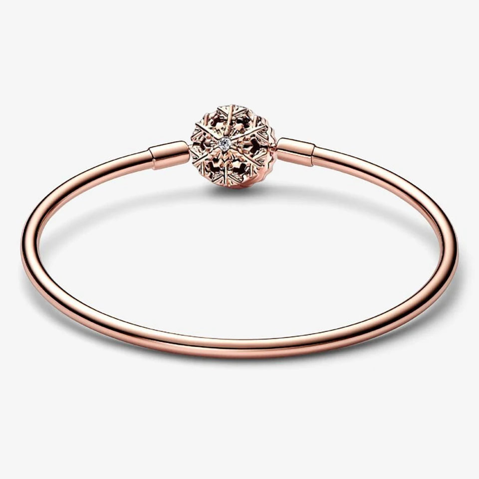 New 925 Silver Sparkling Heart to Heart Double Loop Leather Rope Weaving Bracelet Fashion DIY Charm Exquisite Jewelry Gift