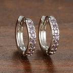 Simple Stainless Steel Huggie Small Hoop Earring 8mm Zirconia Piercing