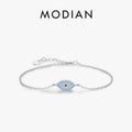 MODIAN Pure 925 Sterling Silver Fashion Natural Turquoise Blue Eyes Bracelet Chain Link For Women Pave Setting CZ Fine Jewelry