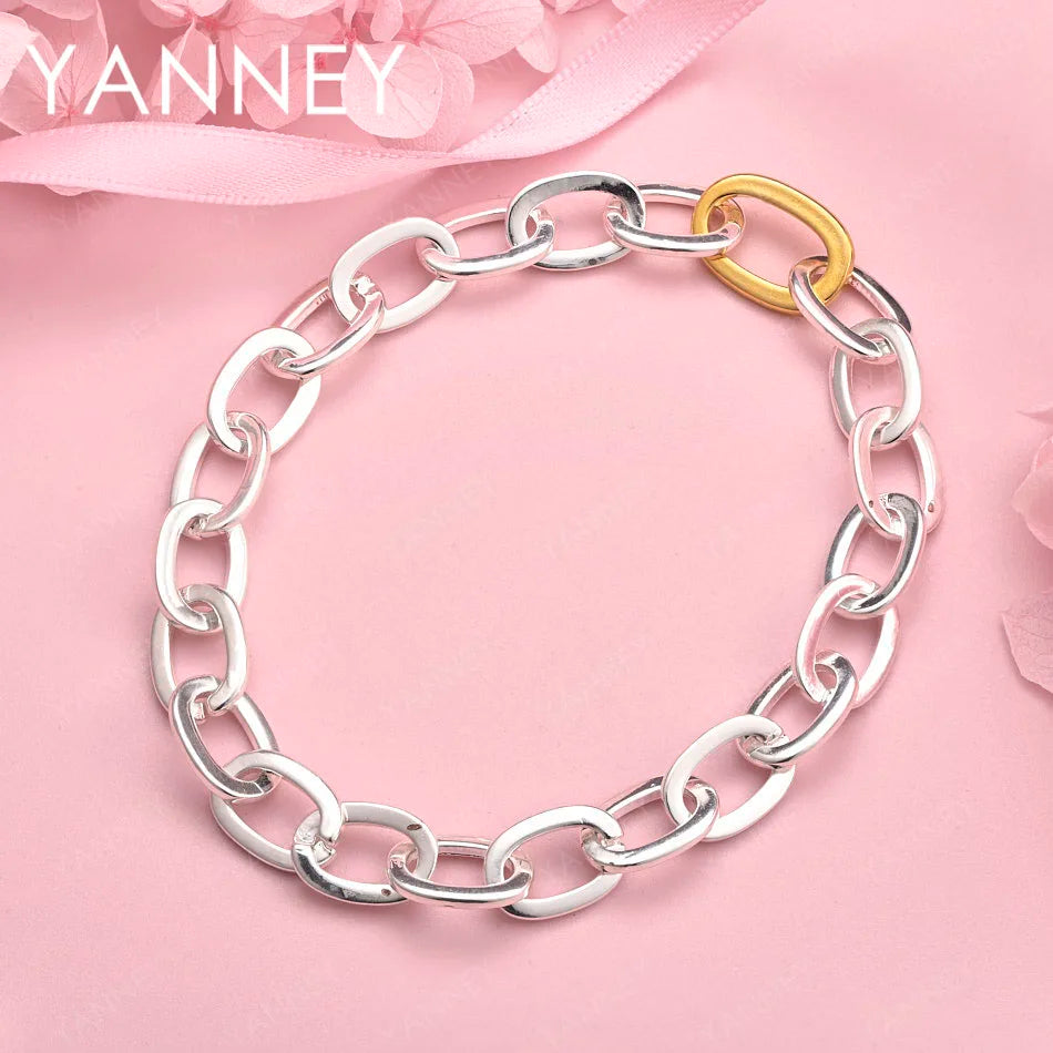 925 Sterling Silver 8-inch Simple Classic Bracelet Men Women Wedding Gift