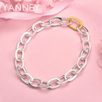 925 Sterling Silver 8-inch Simple Classic Bracelet Men Women Wedding Gift