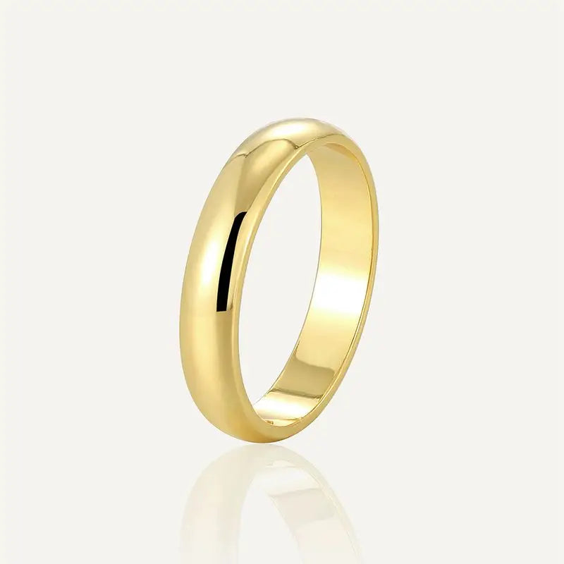 925 Sterling Silver Gold Colour Fashion Ring Classic Simple Couple's Wedding Engagement Gift