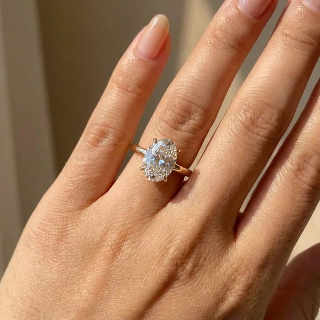 925 Sterling Silver Zircon Gorgeous Shiny Oval Stone Ring Engagement Wedding Luxury Jewellery