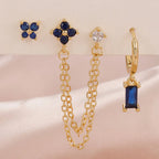 3PCS Exquisite Stainless Steel 12 Constellation Birthstone Earrings Set