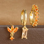 3PCS Vintage Stainless Steel Huggie Ear Piercing Sets Square Hoop
