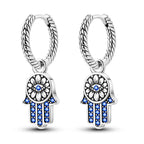 925 Sterling Silver Fatima's Hand Devil's Eye Drop Earrings Trendy Jewellery