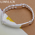 10mm Men's Geometric Chain Bracelet 925 Sterling Silver Noble Fashion Gift