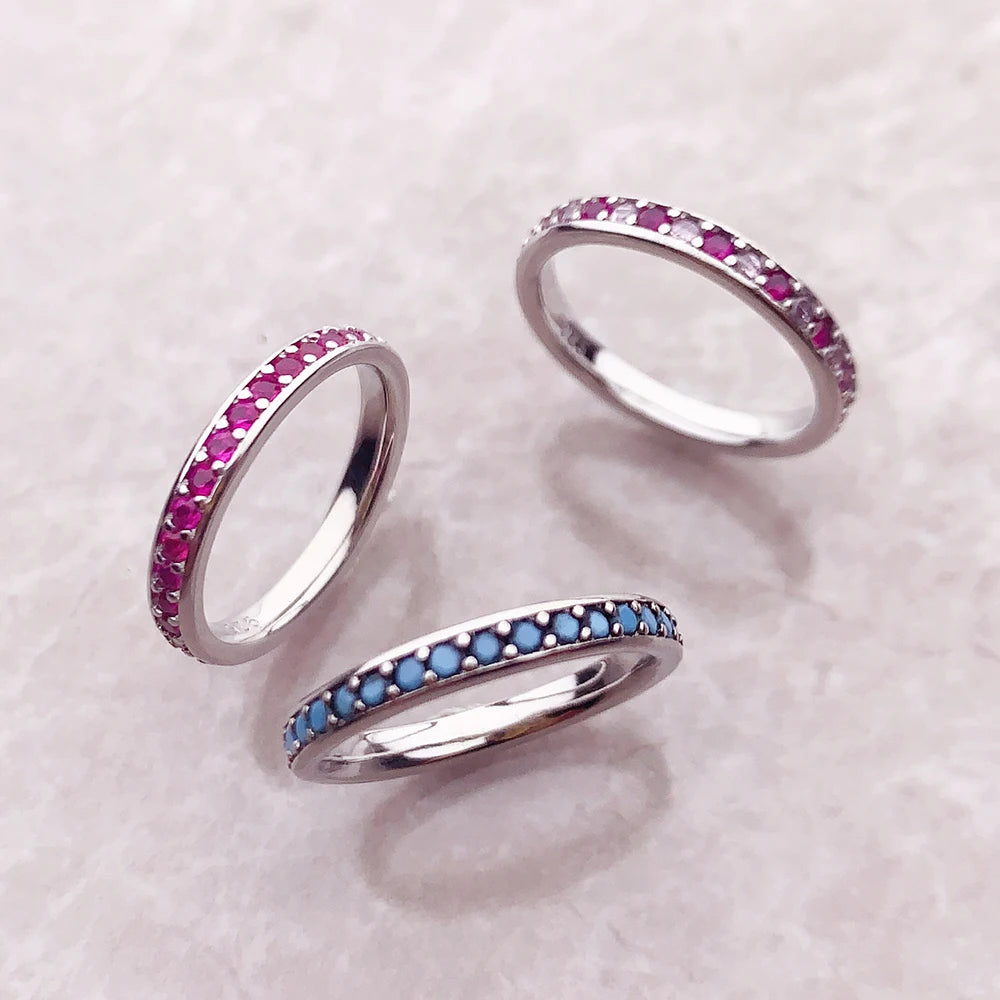 Elegant Colourful Stones Ring 925 Sterling Silver Romantic Jewellery Women