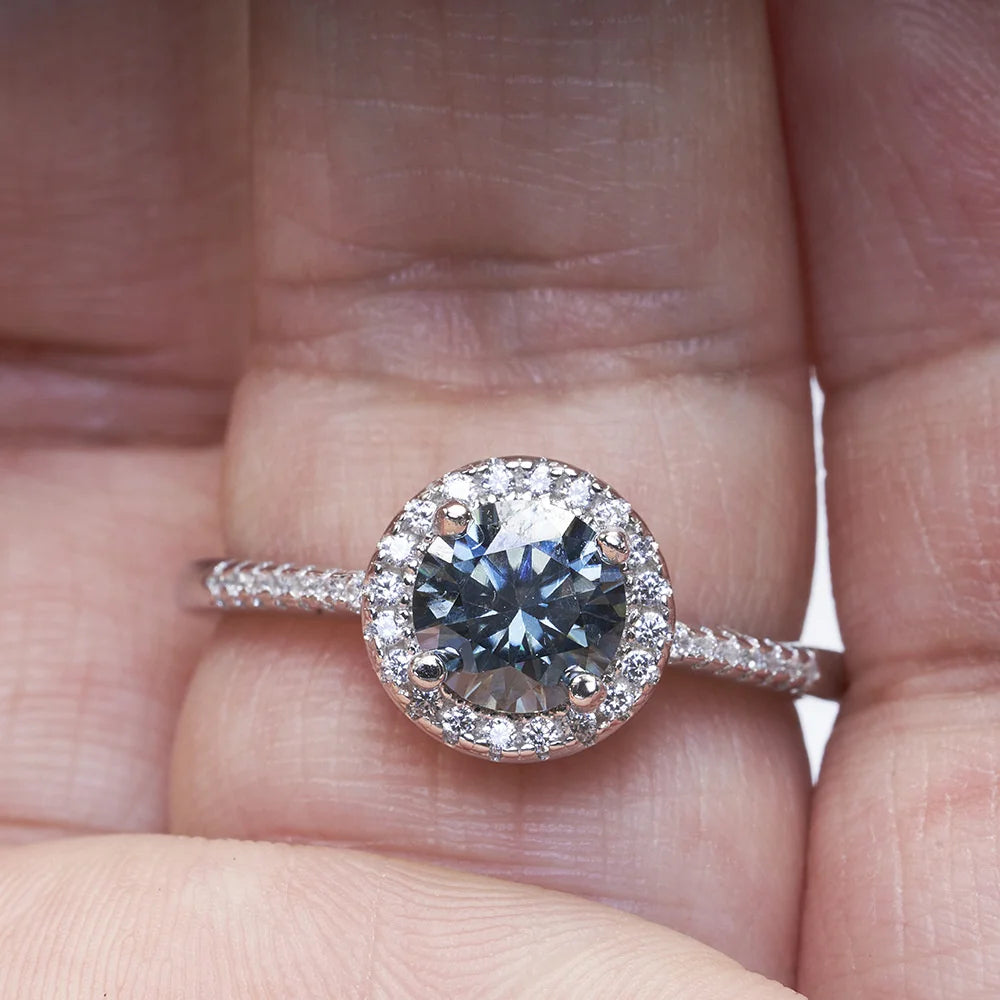 New Grey Color 1CT Moissanite Ladies Ring Silver 925 Jewerly For Women Fashion Engagement Wedding Diamond Party JewerlyRings