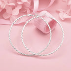 925 Sterling Silver Heart & Round Hoop Earrings Women Charm Party Jewellery
