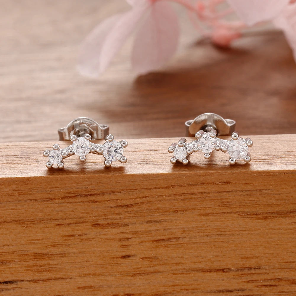 14K Gold Plated Stainless Steel Small Stud Earrings Mini Zircon