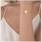 Stainless Steel Leaf Flower Bracelet Adjustable Woman Girl AAA Zirconia Inlay Christmas Gift