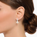 Pearl Hinged Hoop Earrings Creole 925 Sterling Silver Glam Romantic