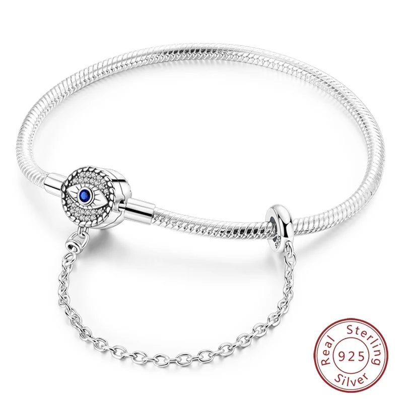925 Sterling Silver Forever Love Peach Heart Bracelets Star Moon Airplane Earth Bracelets For Women Fit DIY Charms Party Jewelry