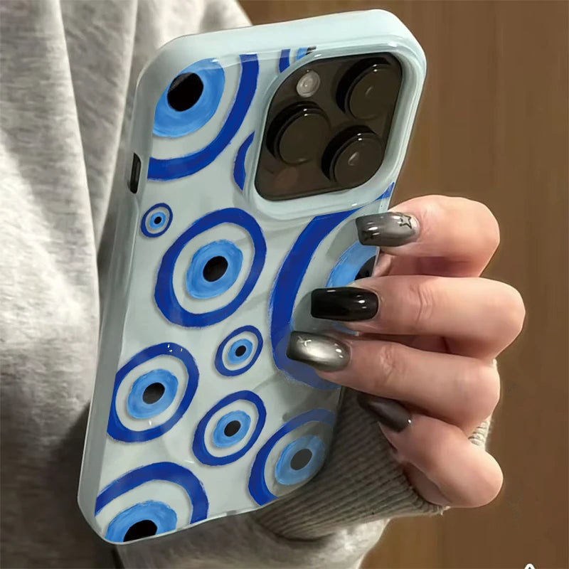 Retro Blue Eye Design Case for iPhone 17 16 15 14 13 12 11 Pro Max Plus Air