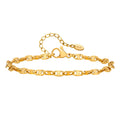 Stainless Steel Women Link Chain Bracelet, 18k Gold Plated Statement Female Jewelry