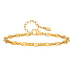 Stainless Steel Women Link Chain Bracelet, 18k Gold Plated Statement Female Jewelry