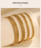Mesh Link Chain Stainless Steel Bracelet for Women, 3mm/4mm/6mm Gold Plated Italian Chain Wristband Gift Jewelry, Non Tarnis