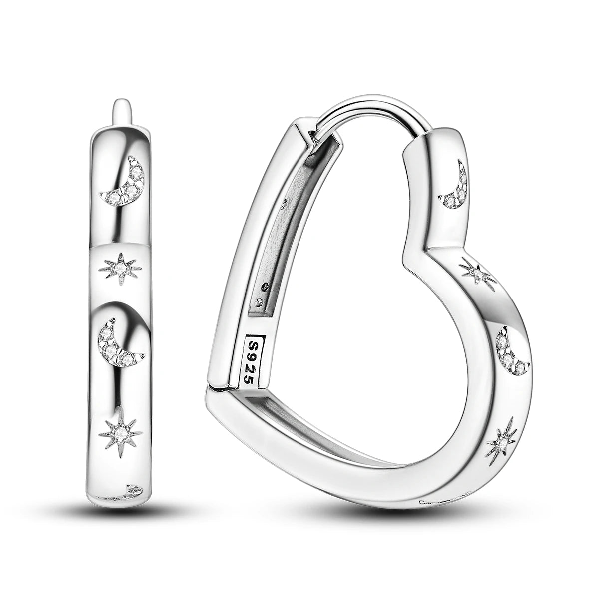925 Sterling Silver Exquisite Heart-shaped Versatile Hoop Earrings Birthday Gift