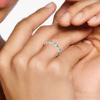 White Stone Circles Ring 925 Sterling Silver Spring Trendy Jewellery Women