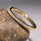 925 Sterling Silver 2mm Fashion Simplicity Half Full Zircon Stackable Plain Ring Daily Fine Jewellery