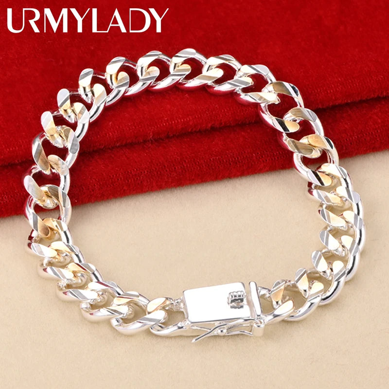 10mm Gold & Silver Chain Bracelet Men Women Noble Wedding Fashion Jewellery