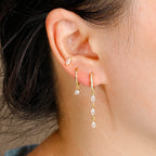 3pcs Vintage Stainless Steel Tassel Geometric Pendant Earrings Set