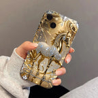 Golden Horse Diamond Print Case for Samsung Galaxy S25 S24 Ultra S23 FE A56