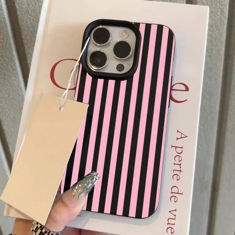 Minimalist Striped Case for iPhone 17 16 15 14 13 12 Pro Max Plus