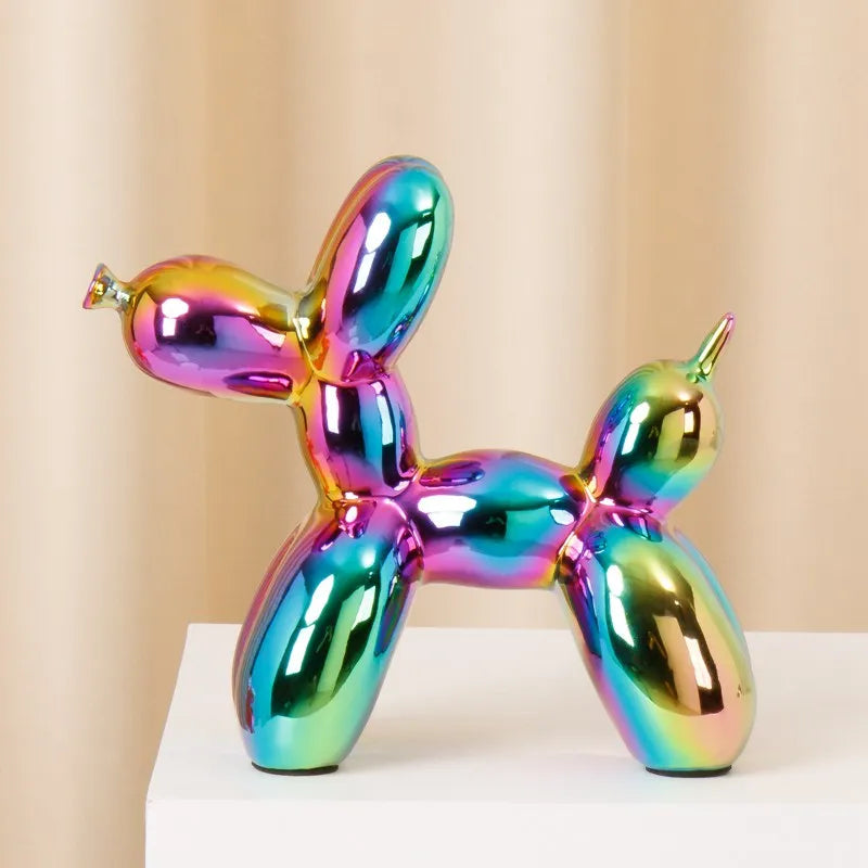 Ceramic Plating Balloon Dog Figurines Animal Statue Handmade Sculpture Modern Desk Decor