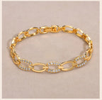 Pave Cubic Zirconia Chain Bracelet for Women, Simple Gold Plated Dainty Jewelry Gift