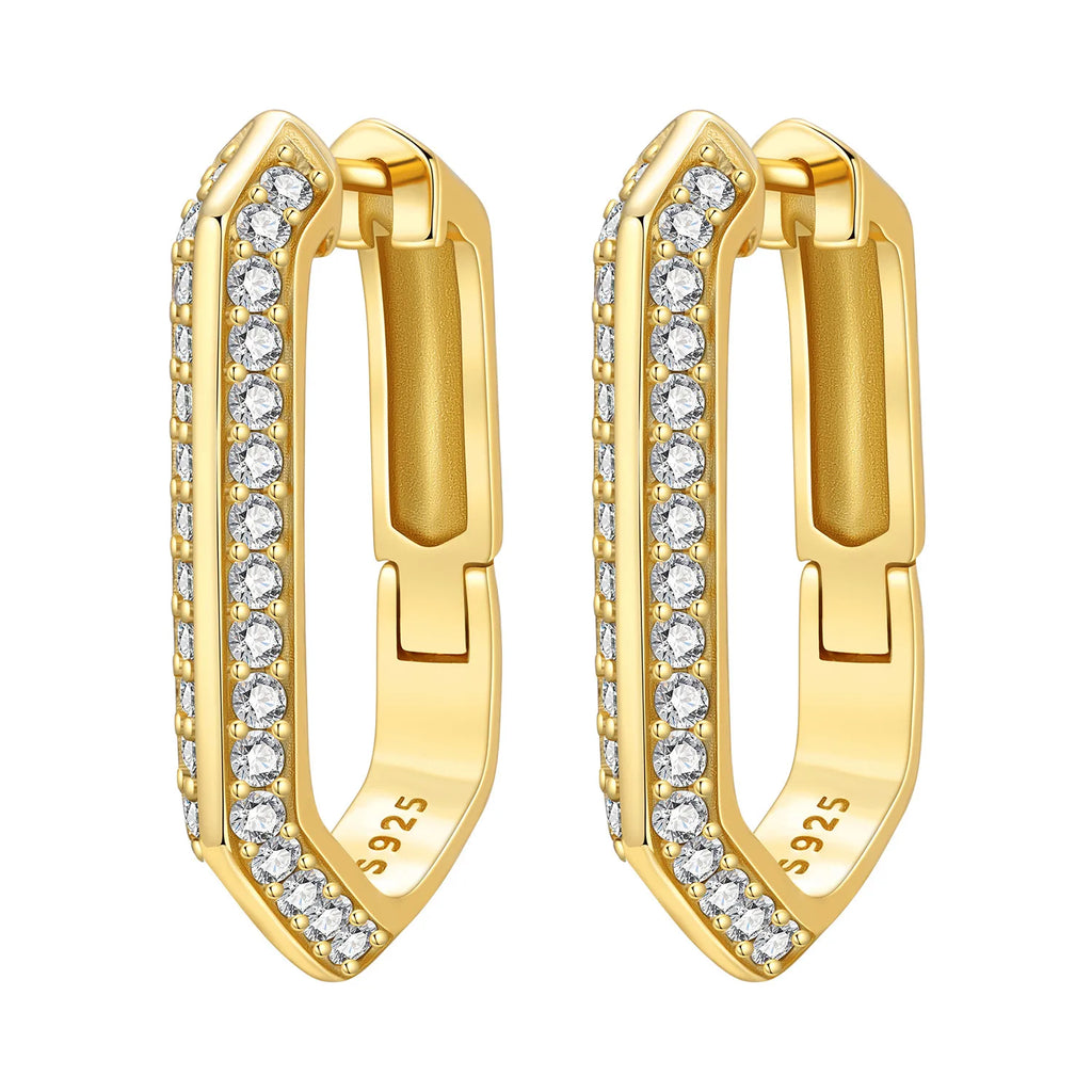 925 Sterling Silver Simple Diamond Shaped Ear Hook Hoop Earrings Jewellery