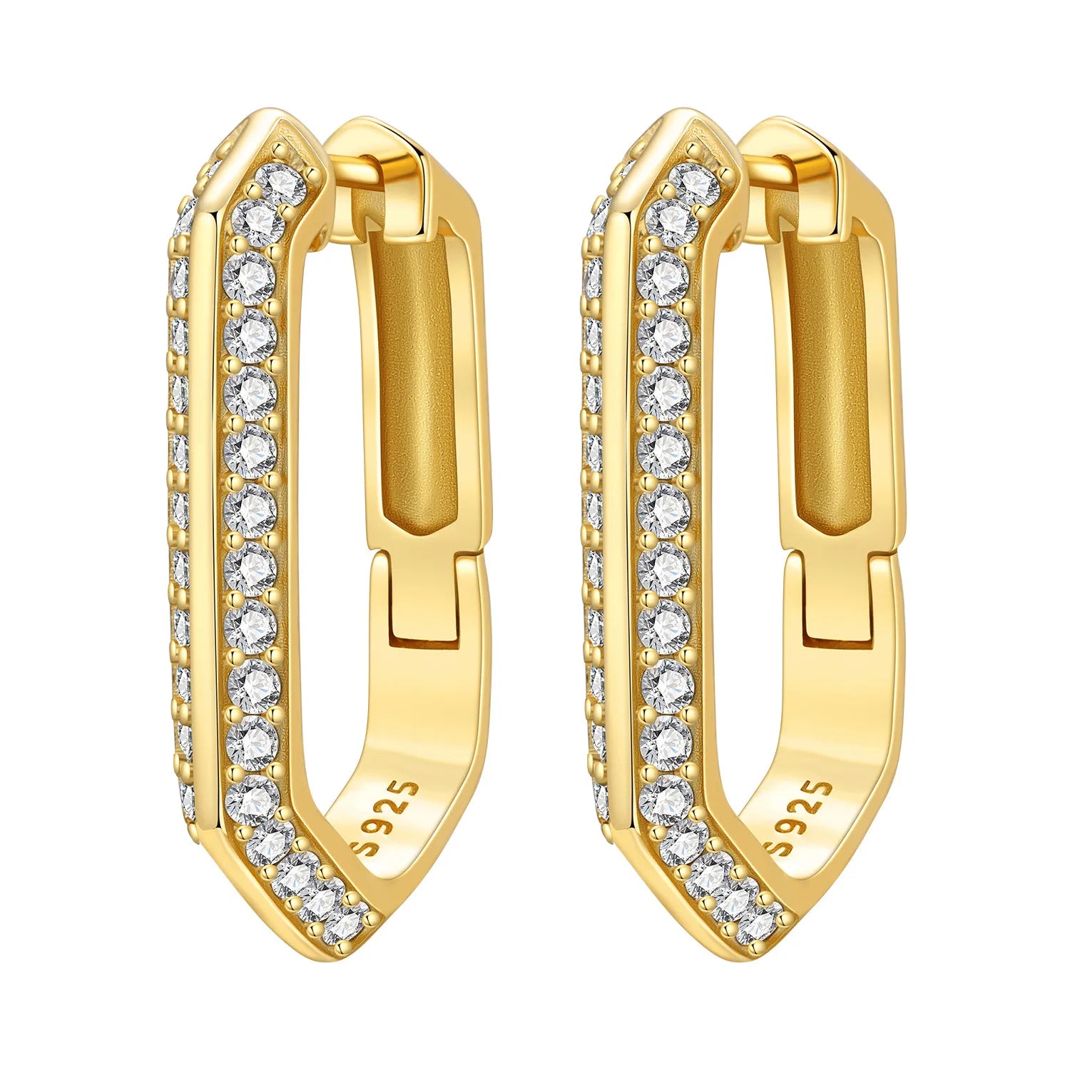 925 Sterling Silver Minimalist Blue Zircon Hoop Earrings Anniversary Gift